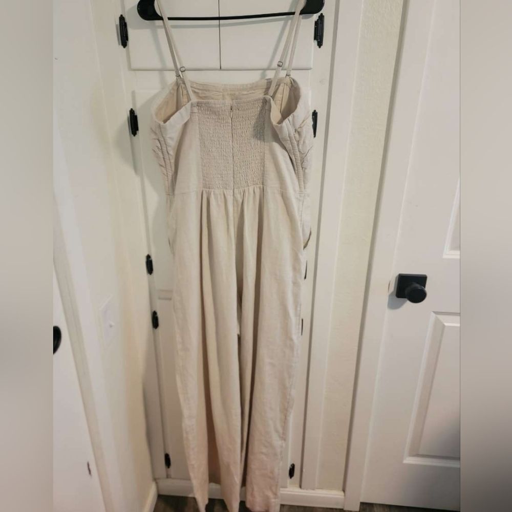 Abercrombie Fitch Emerson Linen Blend Wide Leg Strapless Jumpsuit Xl - Picture 4 of 8